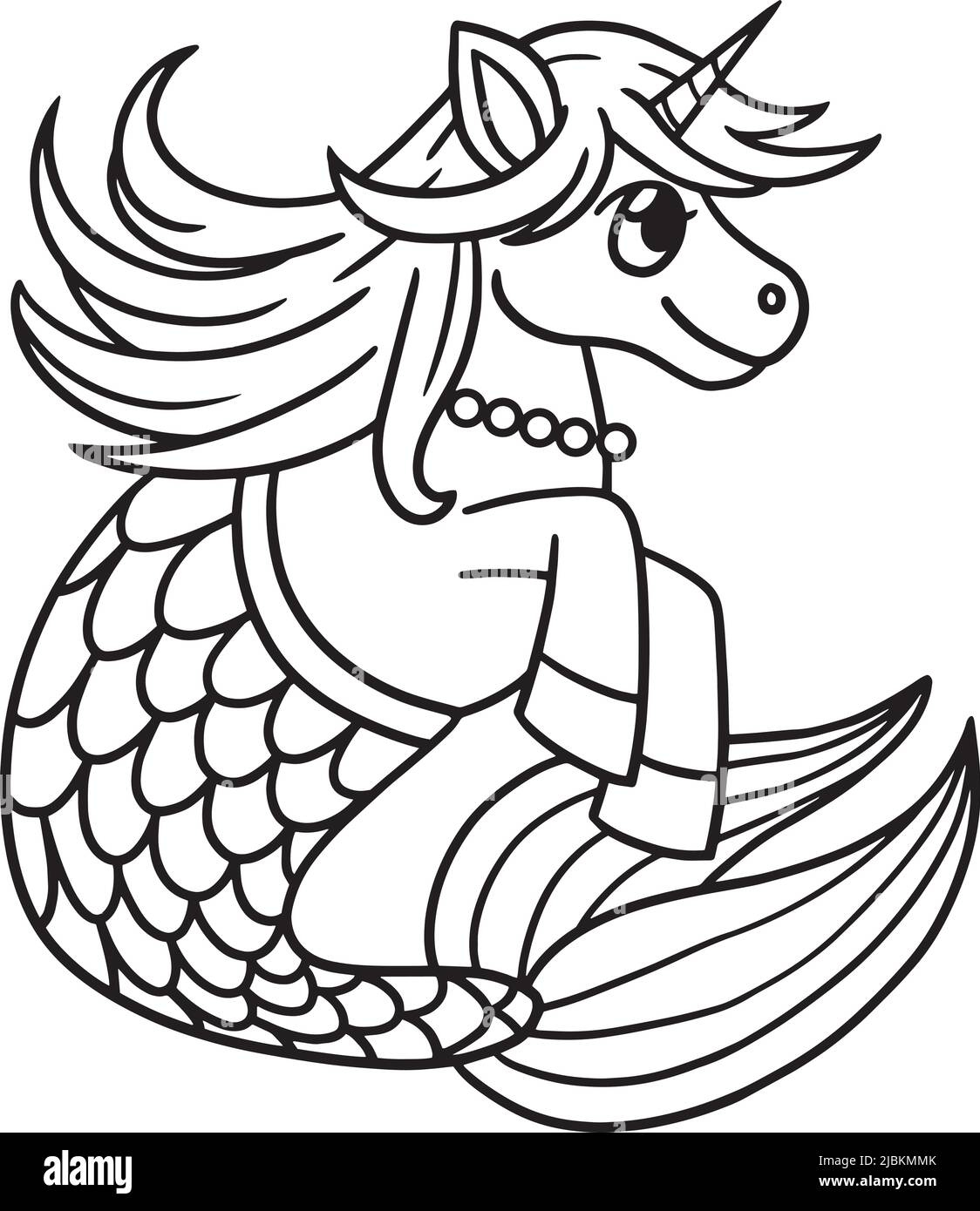 Mermaid unicorn isolated coloring page for kids stock vector image art