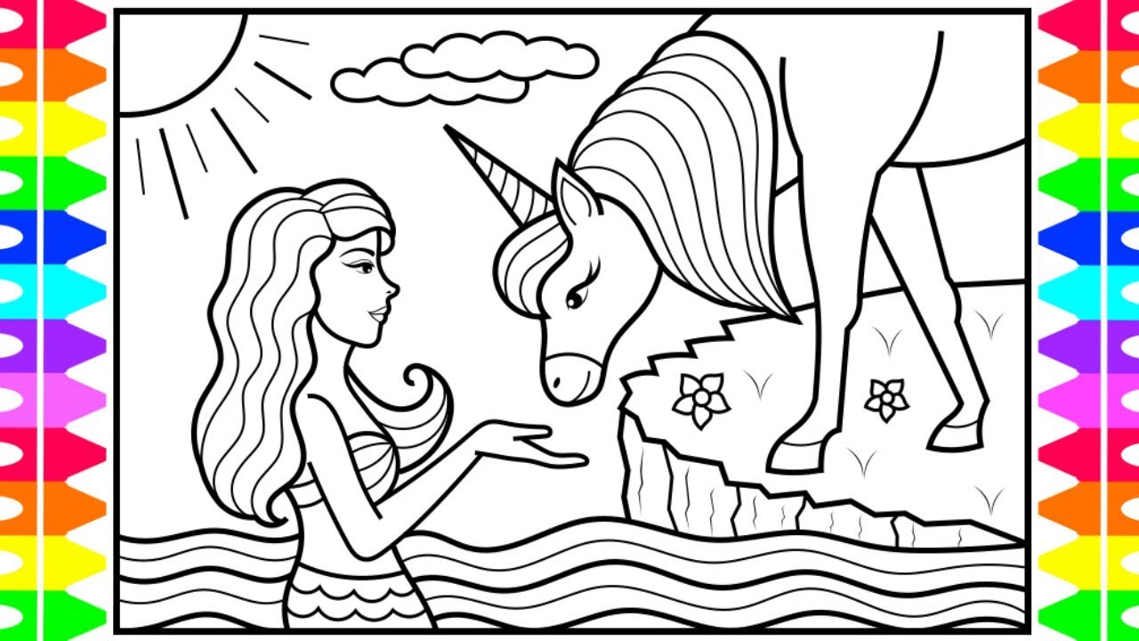 How to draw a eraid and unicorn for kids ððððeraid and unicorn drawing and coloring pages