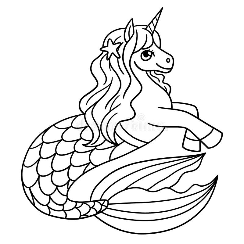 Mermaid unicorn coloring page stock illustrations â mermaid unicorn coloring page stock illustrations vectors clipart