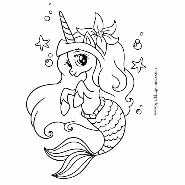 Download or print this amazing coloring page cute unicorn mermaid coloring page