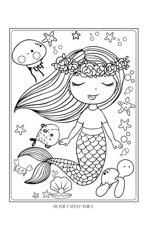 Free unicorn and mermaid coloring pages