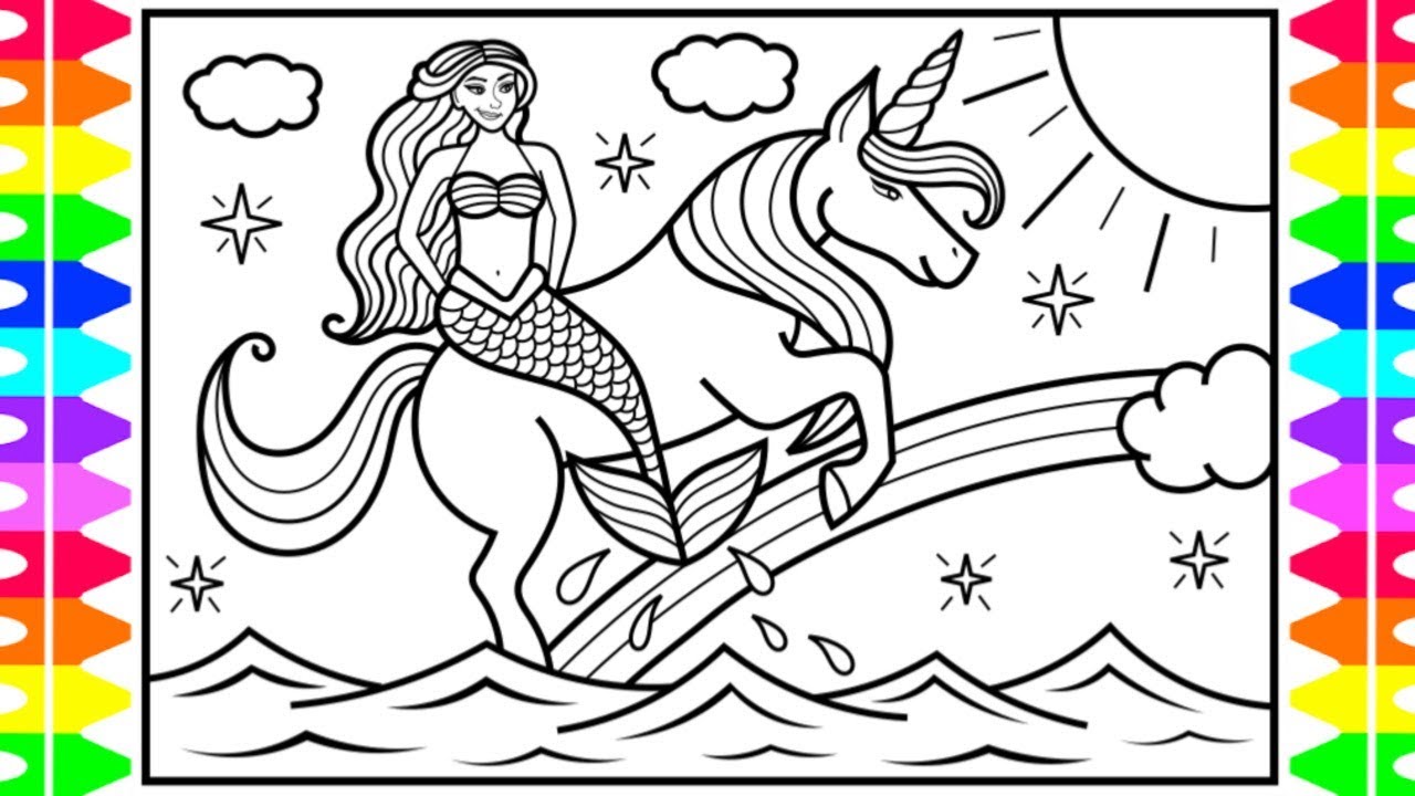 How to draw a eraid and unicorn for kids ððððeraid and unicorn drawing and coloring pages