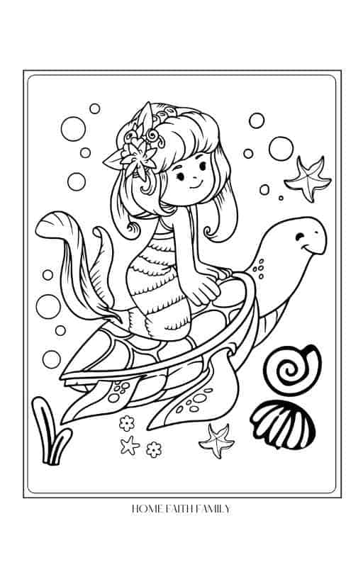 Free unicorn and mermaid coloring pages