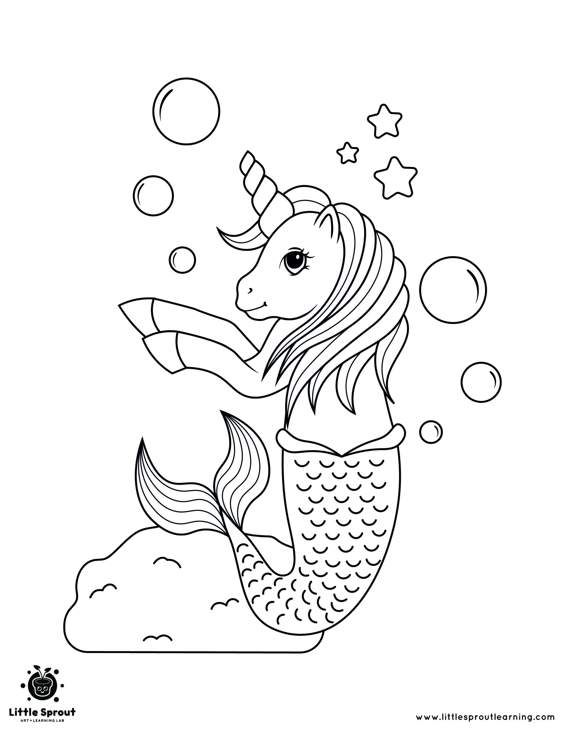 The best unicorn coloring page little sprout art