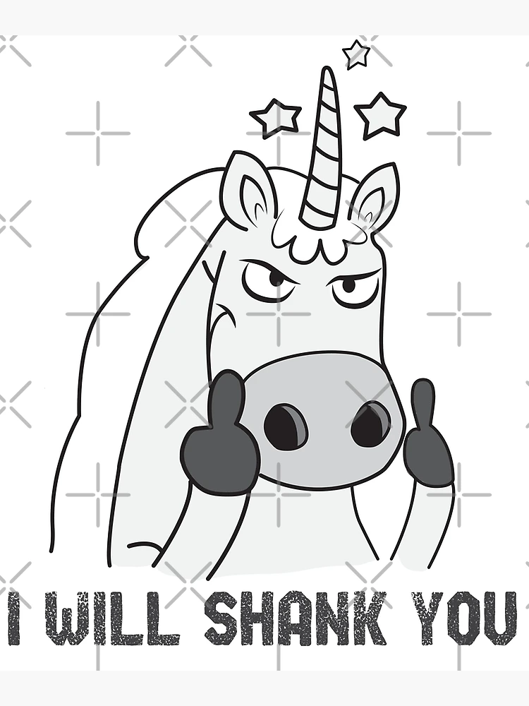 Mean unicorn i will shank you fun and cute postcard for sale by mybeestees