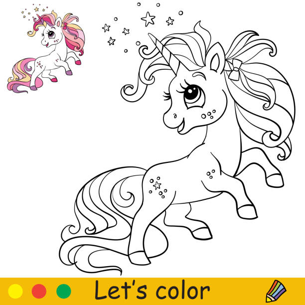 Unicorn vector outline stock illustrations royalty