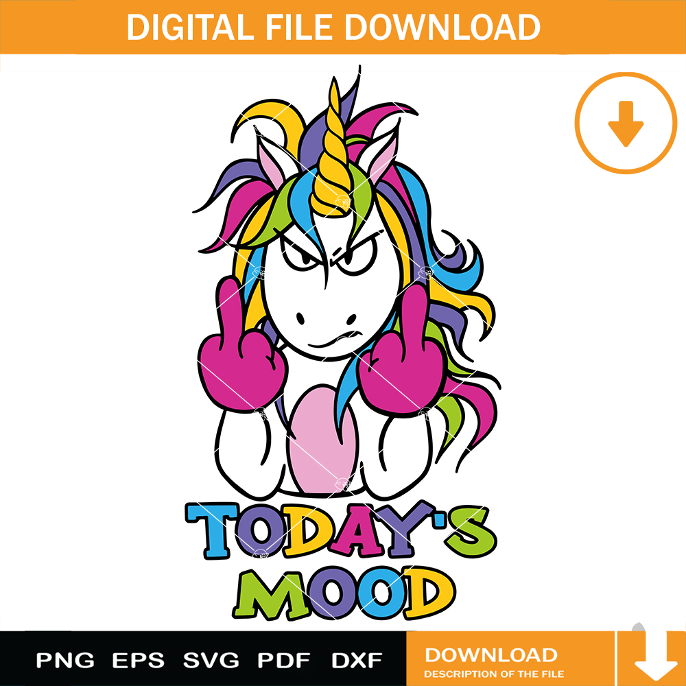 Unicorn middle finger svg todays mood svg unicorn mood