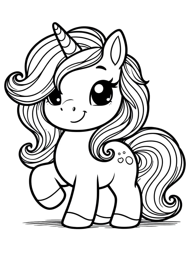 Cute unicorn image coloring page