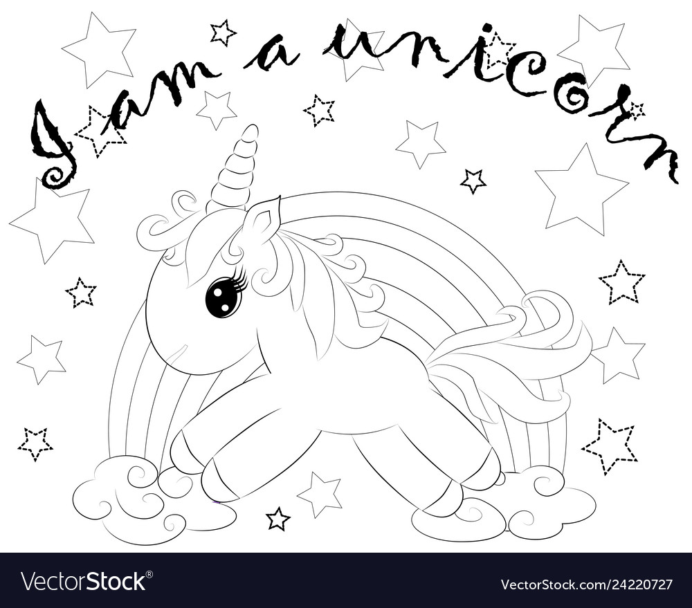 Coloring pages little pony and rainbow royalty free vector