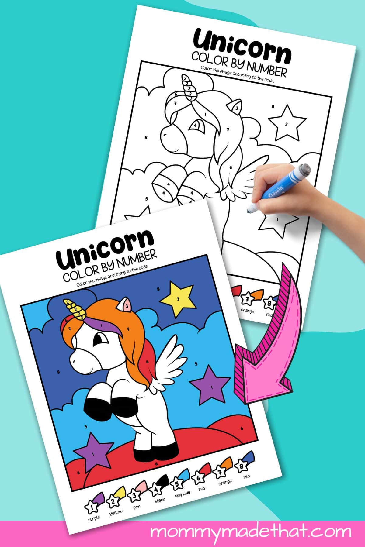 Unicorn color by numbers lots of cute free printables