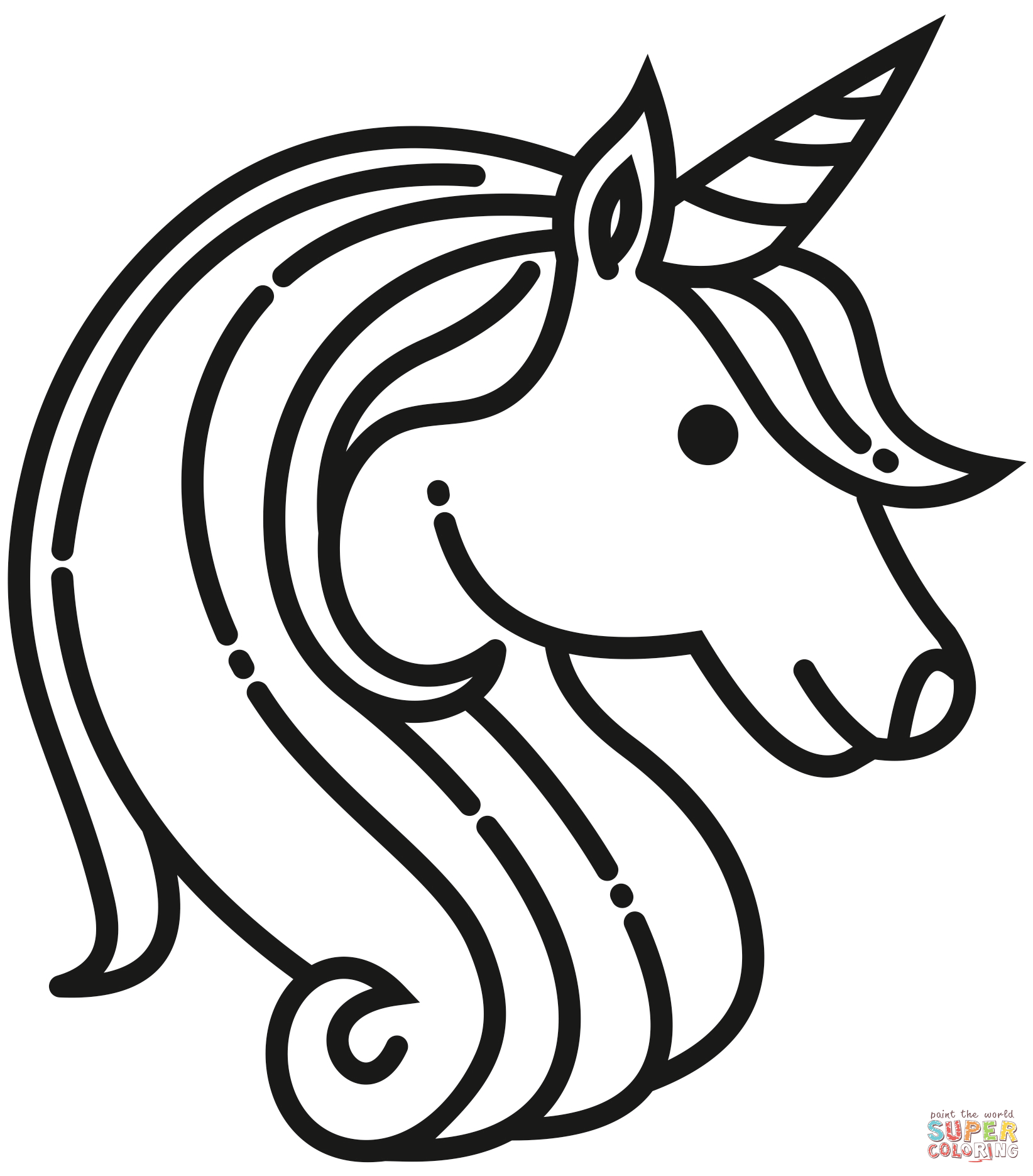 Unicorn head coloring page free printable coloring pages