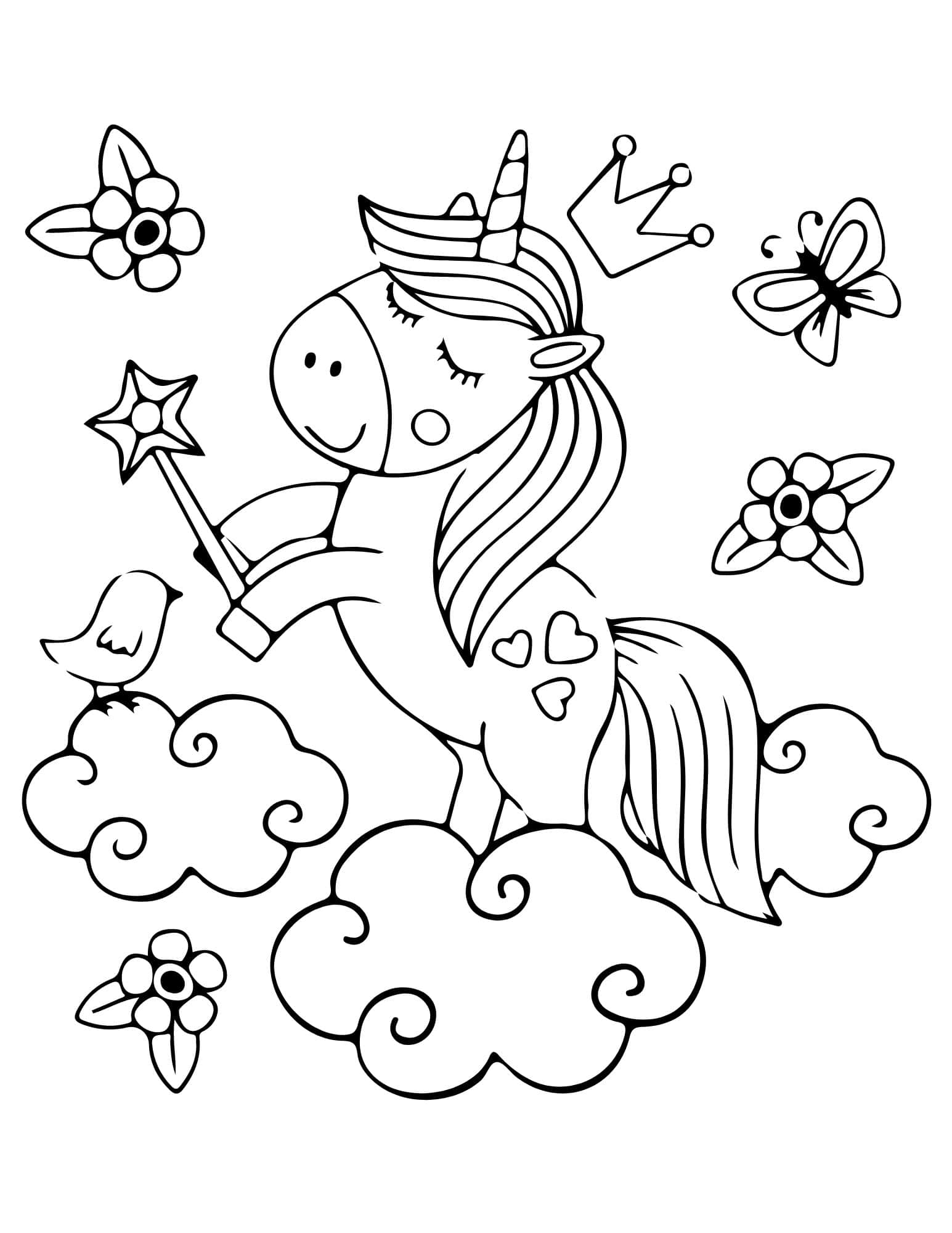 Magical unicorn coloring pages for kids and adults