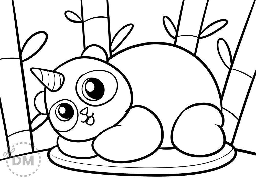 Cute and adorable unicorn panda coloring page