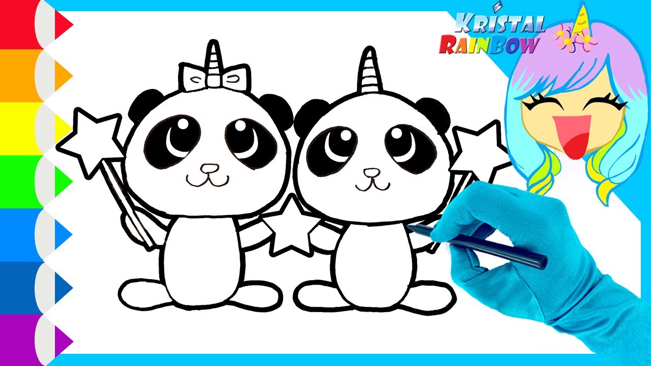 Free coloring panda unicorn pandacorn unipanda twin pandas panda bff â kristal rainbow creative tv â free coloring pages