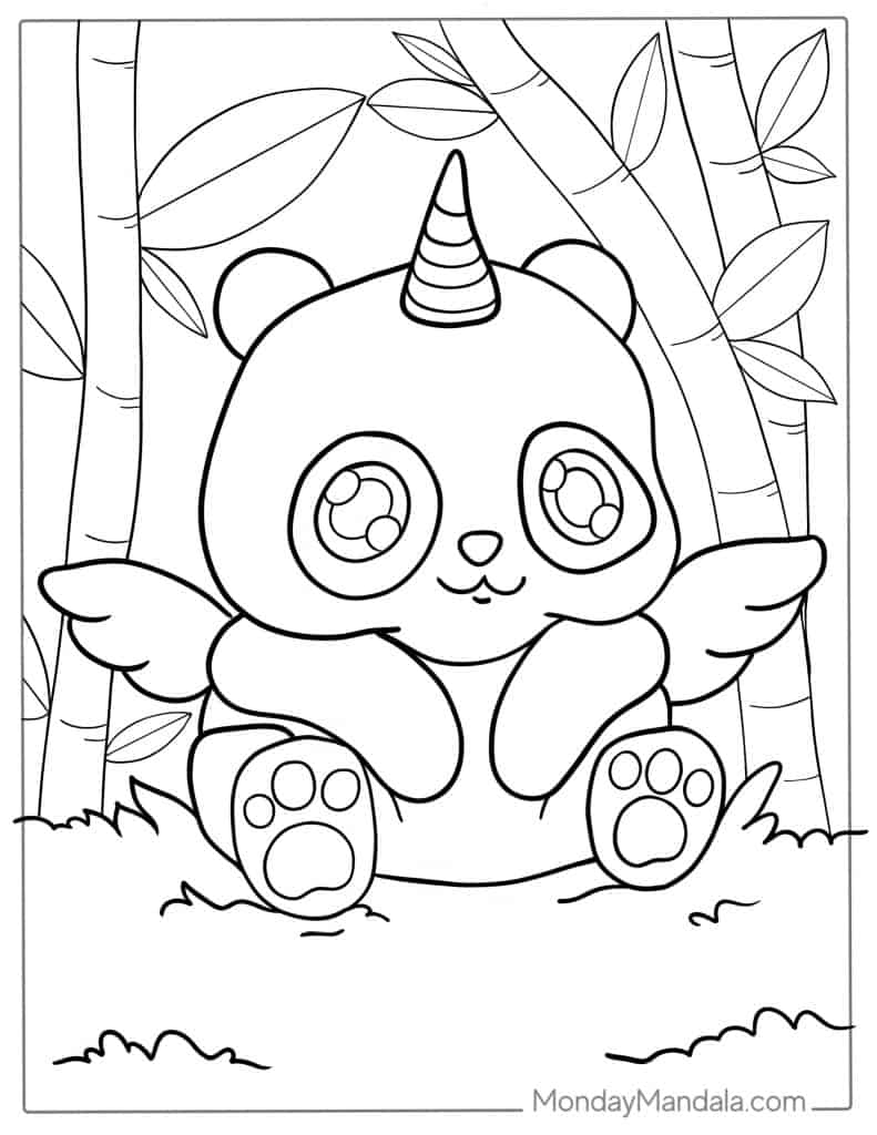 Panda coloring page free pdf printables