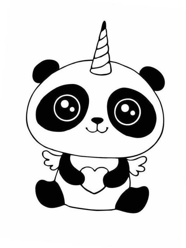 Panda unicorn coloring page