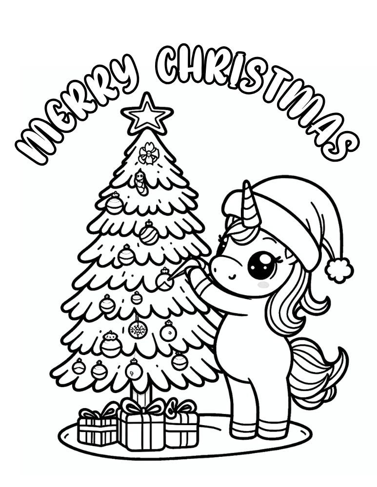 Free christmas unicorn coloring pages for kids