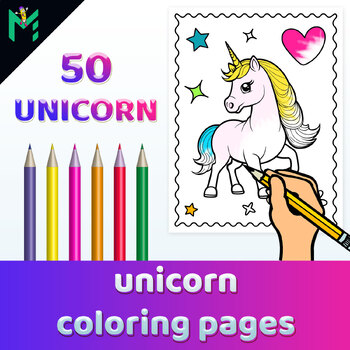 Unicorn coloring pages for kids printable pdf by medelwardi tpt