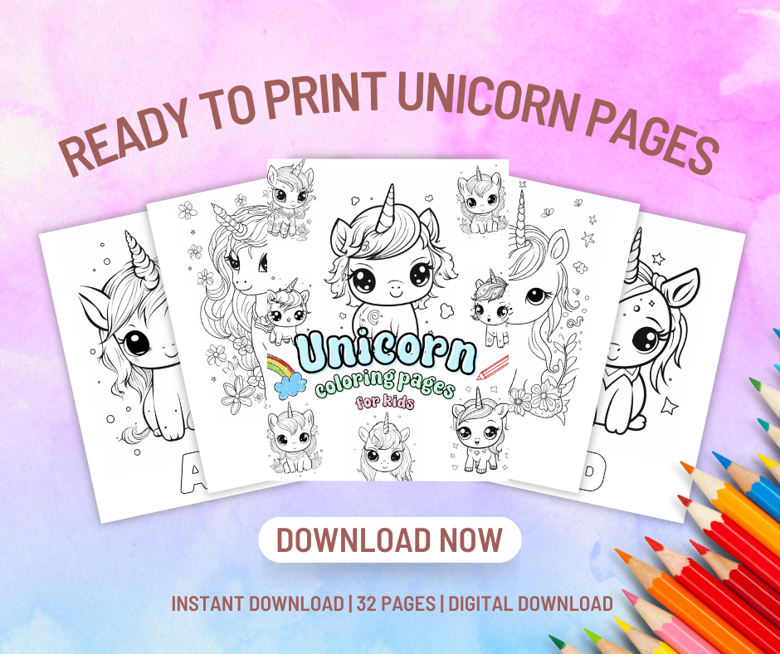 Unicorn coloring pages for kids