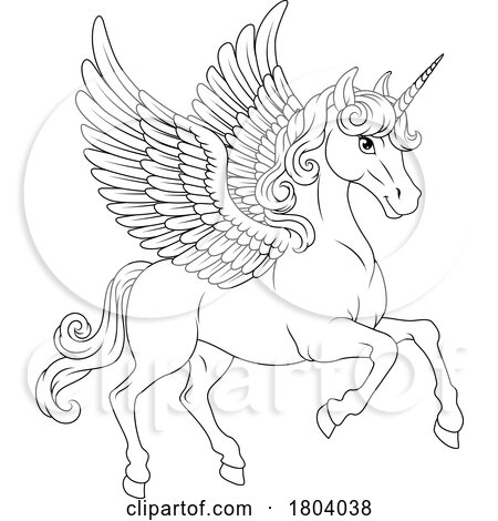 Pegasus unicorn wings horn horse animal cartoon by atstockillustration