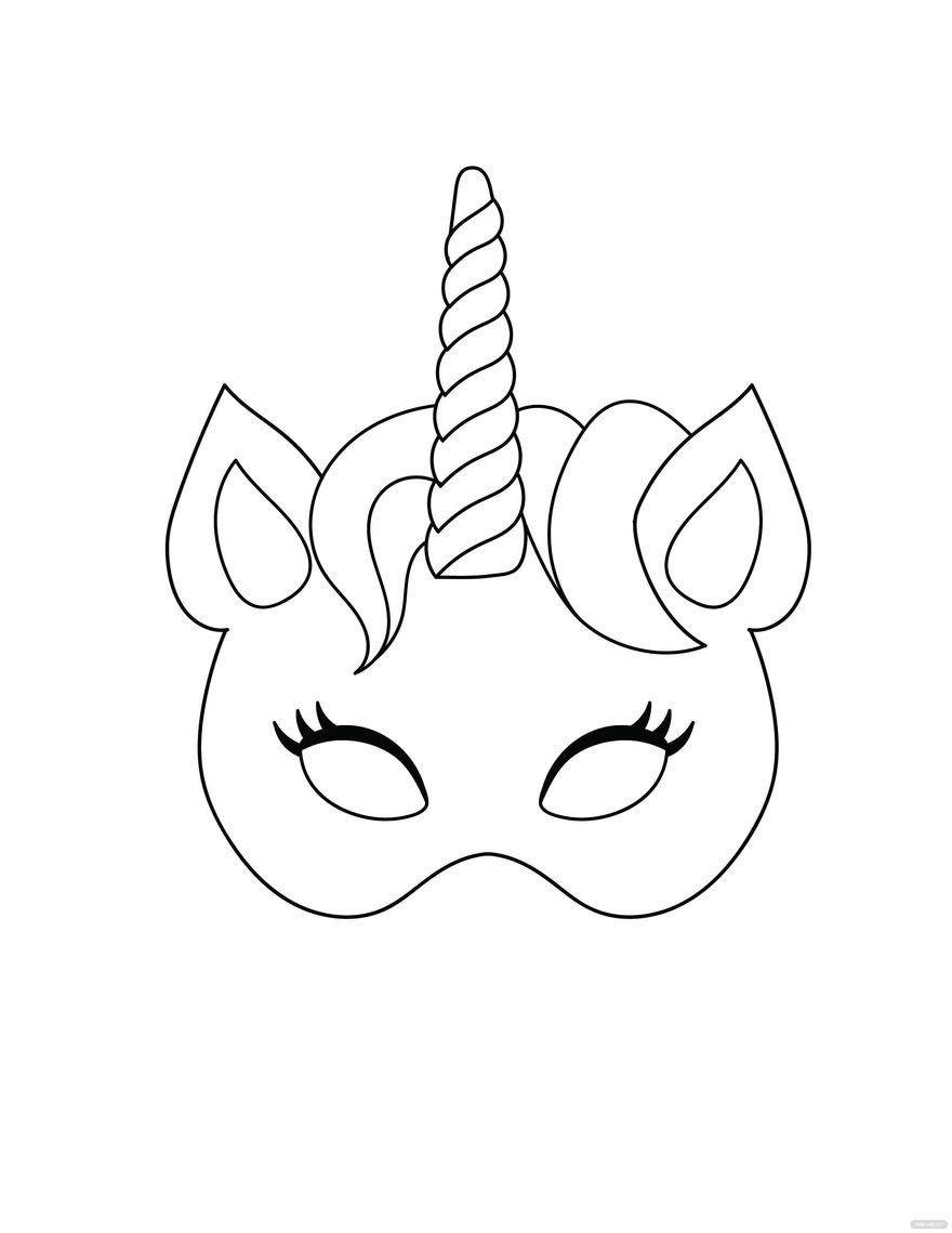 Free unicorn mask coloring page