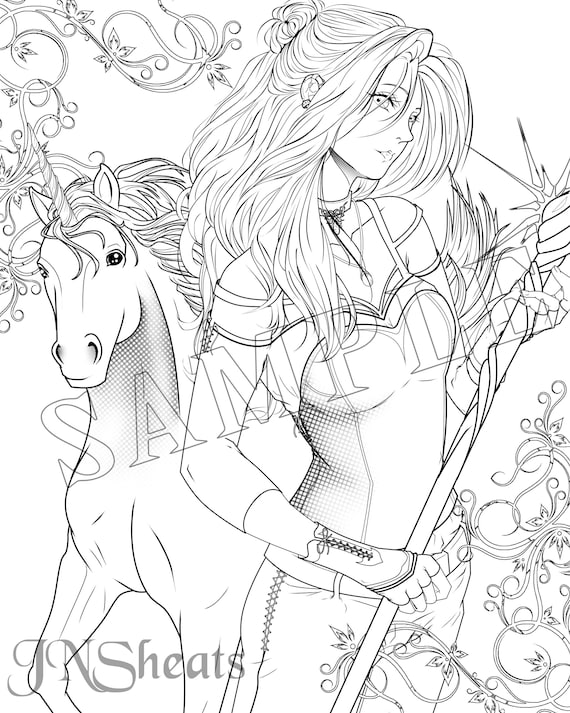 Unicorn warrior coloring page download download now