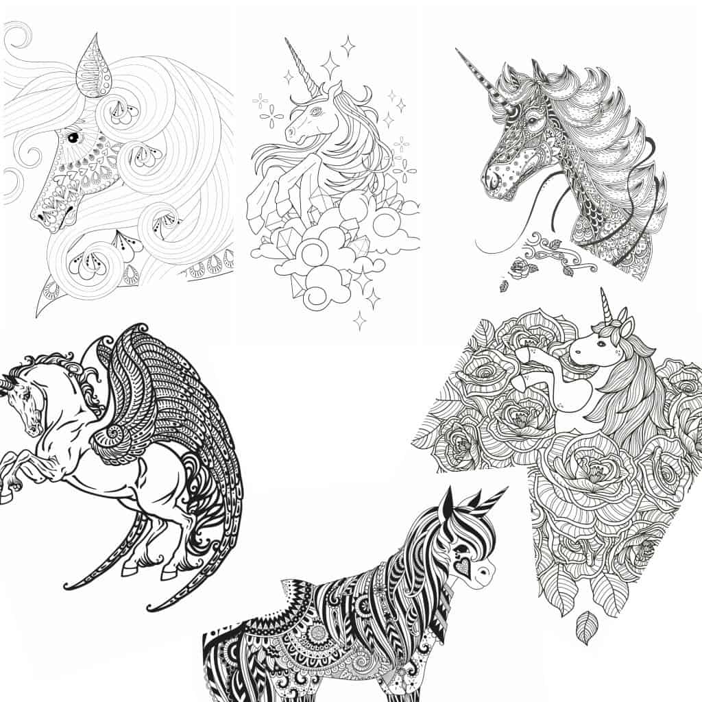 Free printable unicorn coloring pages for adults