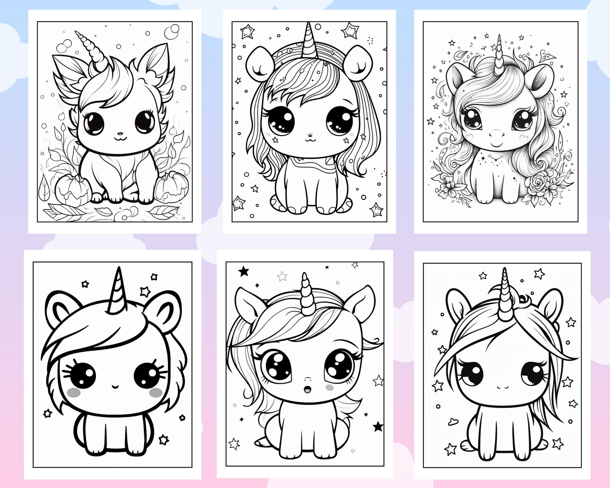 Adorable kawaii unicorn printable coloring pages for kids printab â coloring