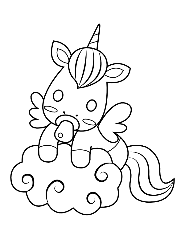 Printable baby unicorn coloring page