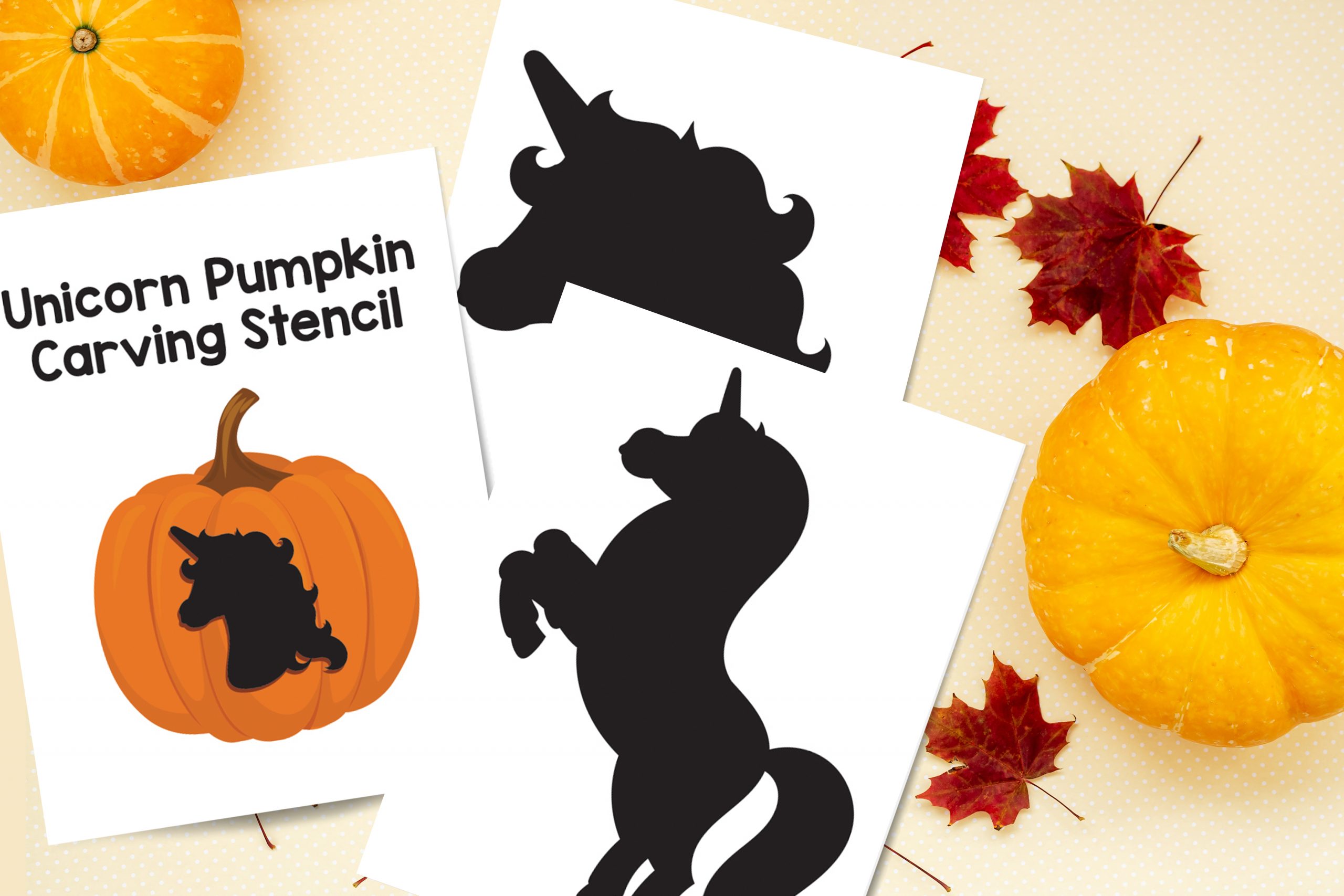 Printable unicorn pumpkin carving stencil