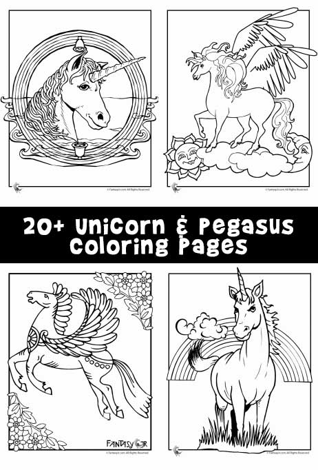 Unicorn pegasus coloring pages woo jr kids activities childrens publishing