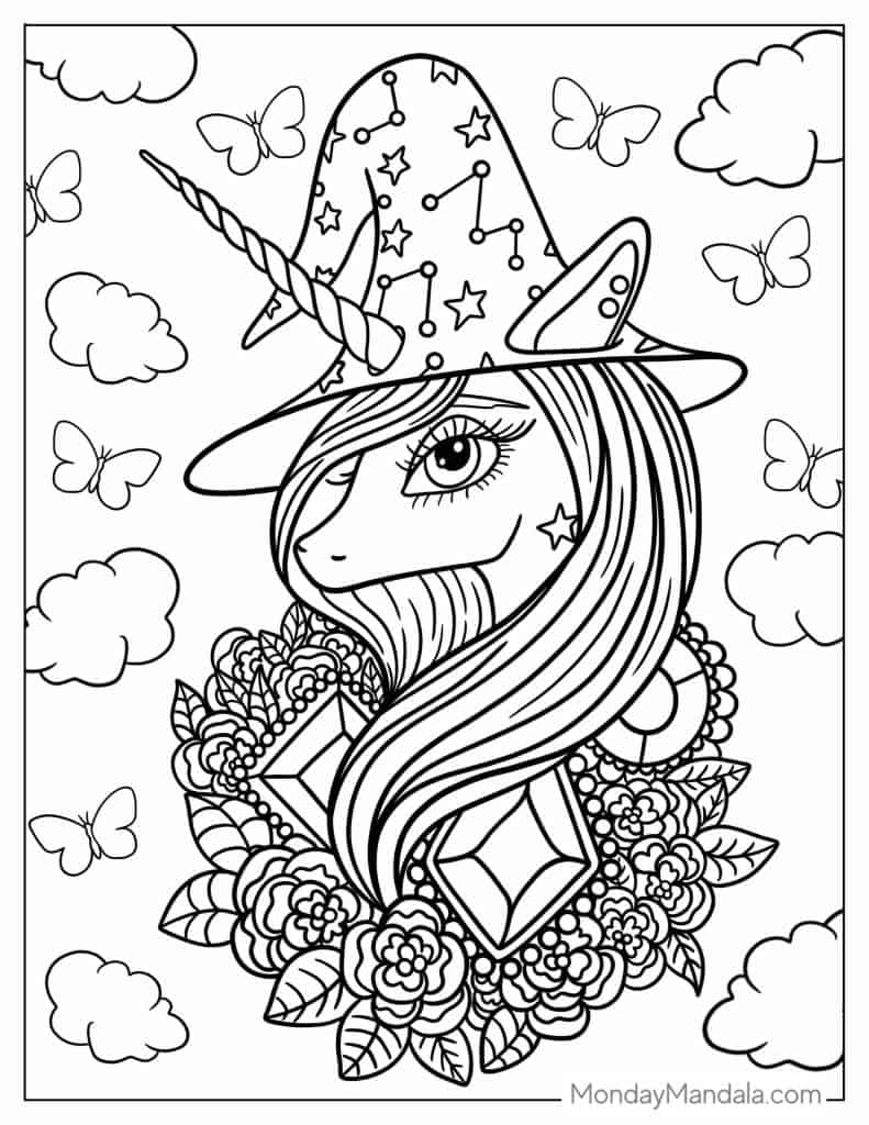 Unicorn coloring pages free pdf printables