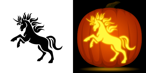 Free unicorn pumpkin stencil