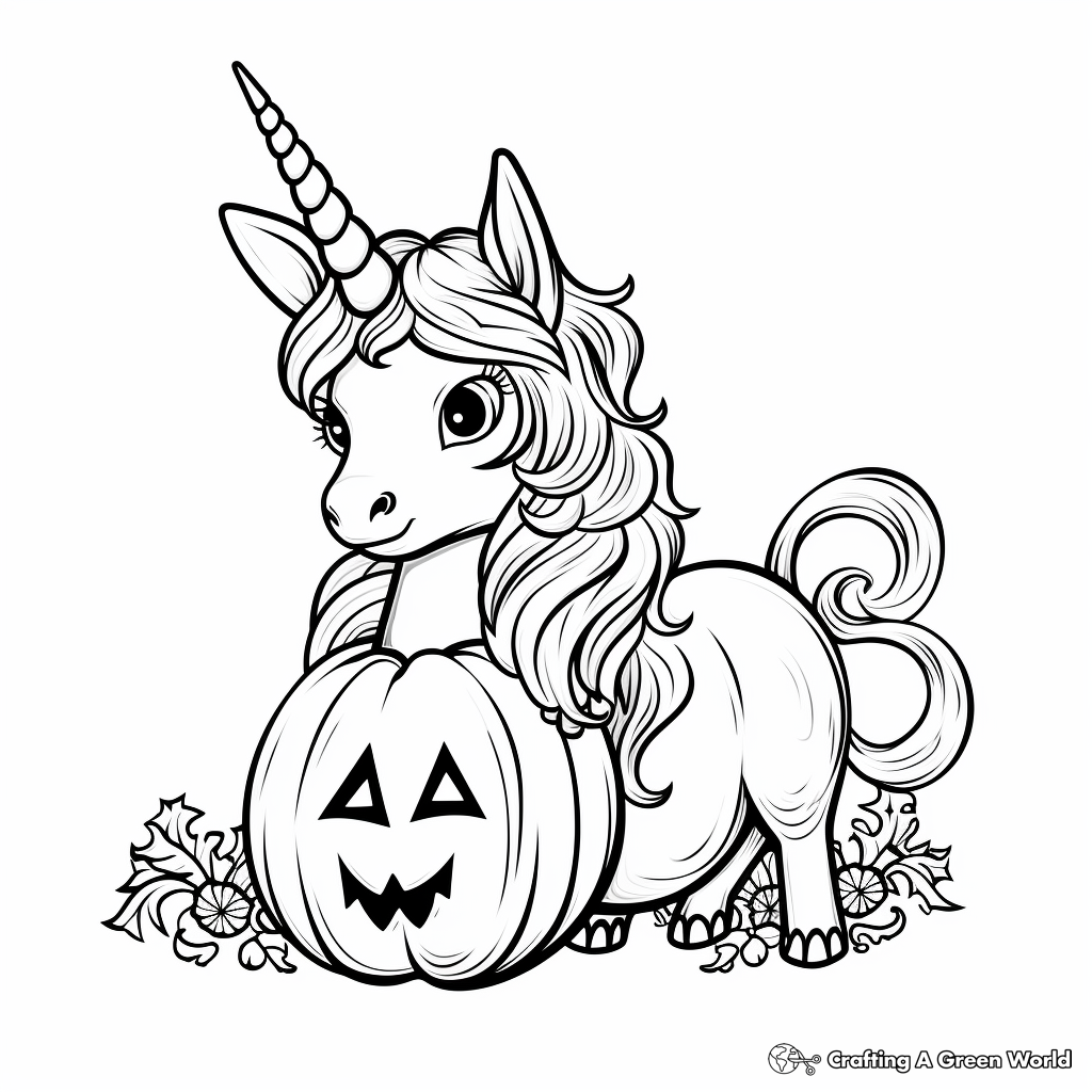 Unicorn pumpkin coloring pages