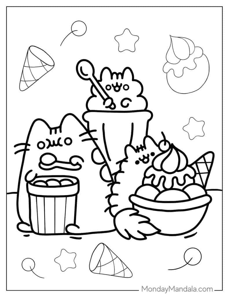 Pusheen coloring pages free pdf printables