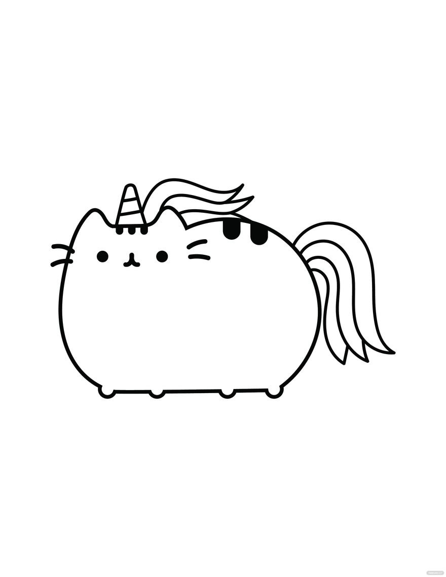 Free pusheen unicorn coloring page