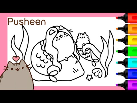 Coloring pusheen cat stormy mermaids pusheen coloring pages