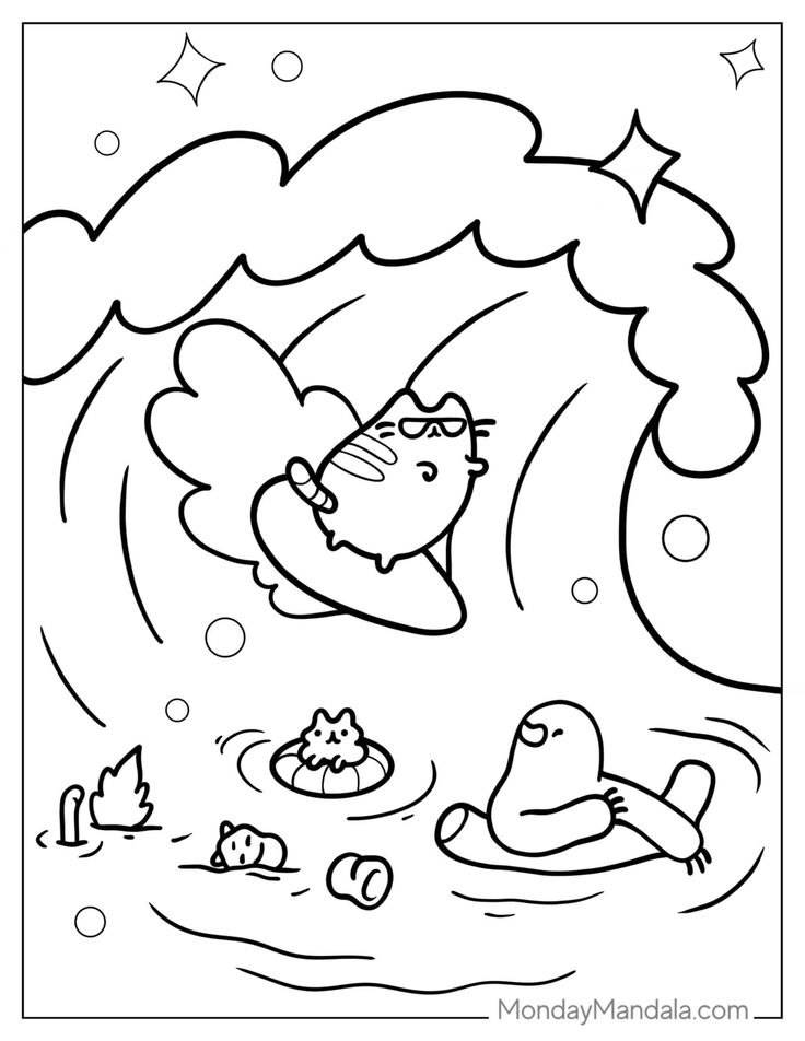 Pusheen coloring pages free pdf printables pusheen coloring pages coloring book art cute coloring pages