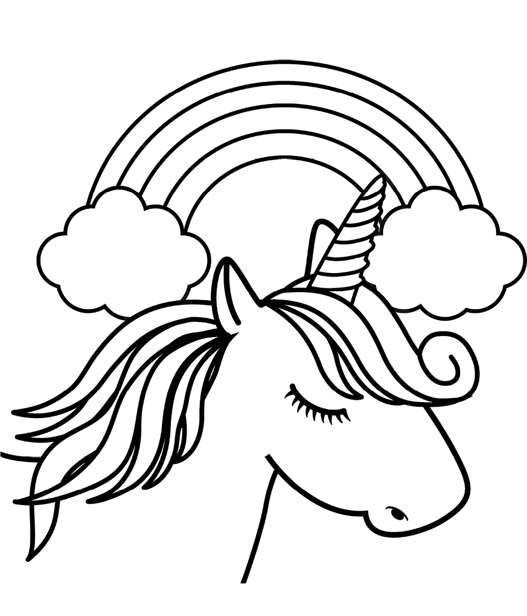 Coloring pages unicorn head in front of rainbow coloring page free printable awesomees to color