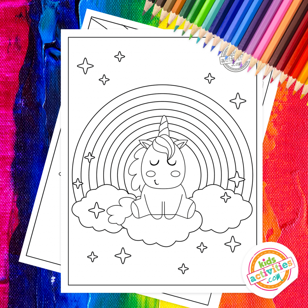 Free printable unicorn rainbow coloring pages for kids