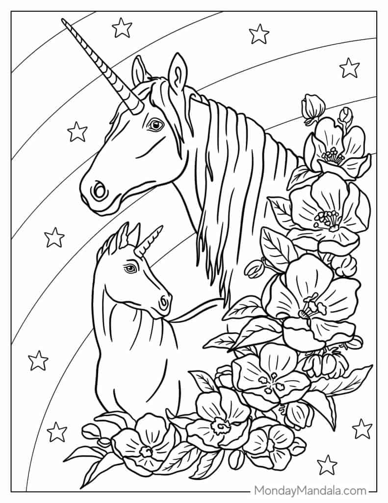 Unicorn coloring pages free pdf printables