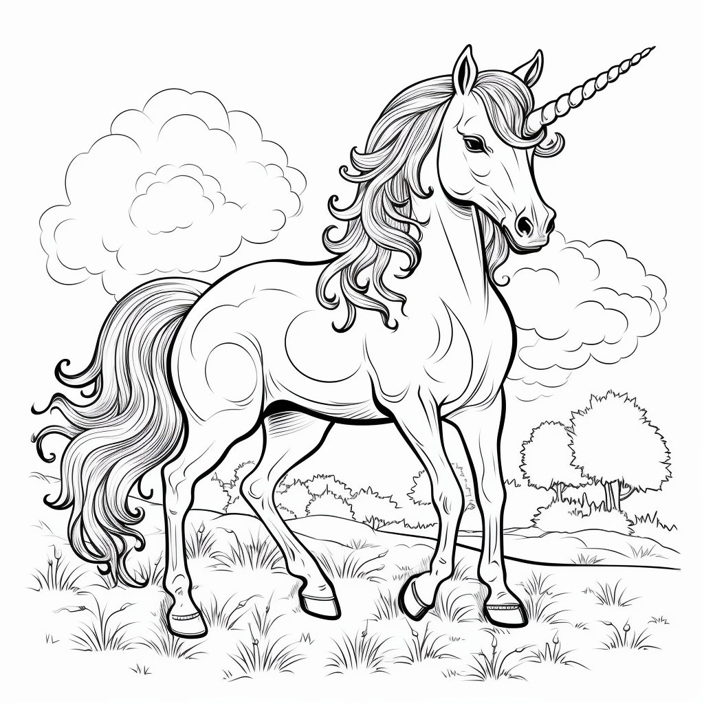 Realistic unicorn coloring pages