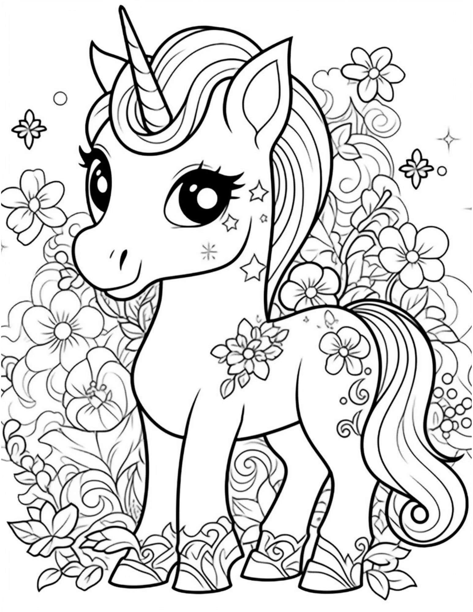 Magical unicorn coloring pages for kids and adults