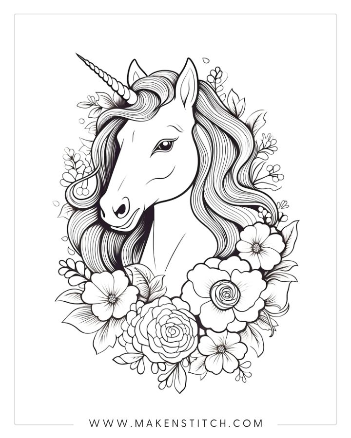 Free unicorn coloring pages for kids and adults
