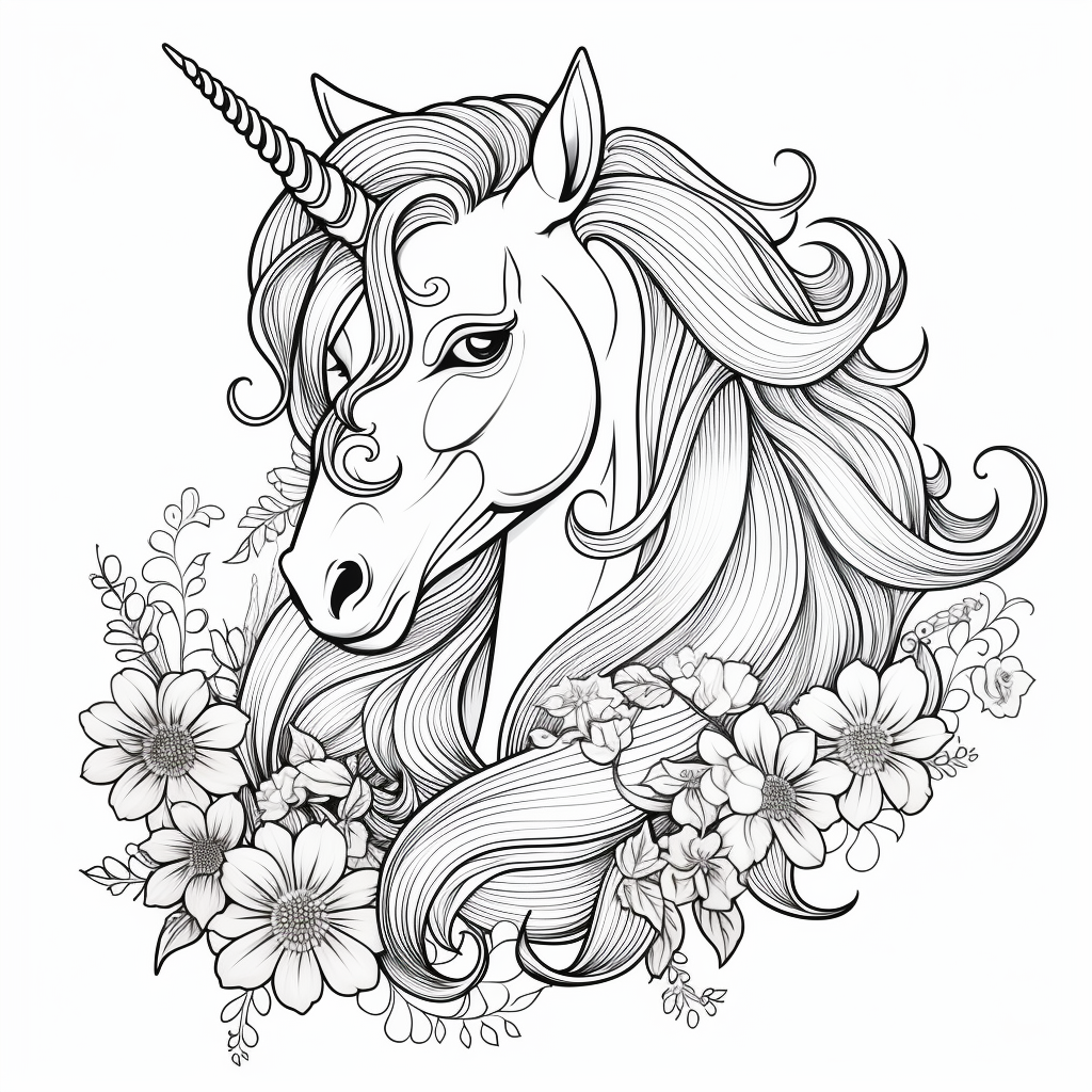 Realistic unicorn coloring pages