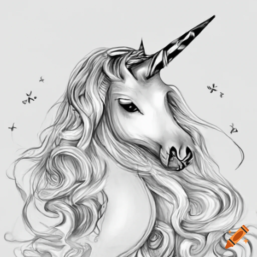 Black and white coloring pages of unicorns for kids on