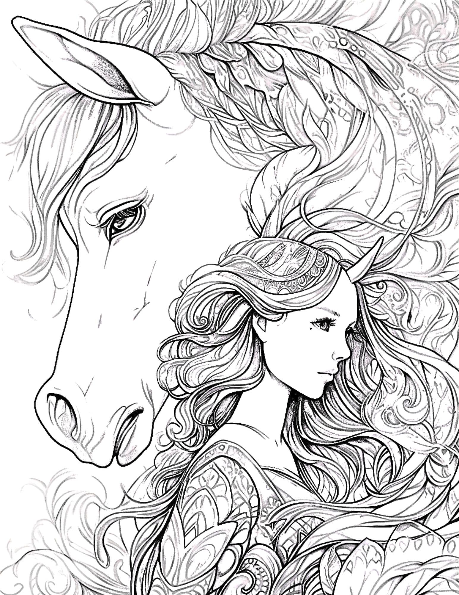 Magical unicorn coloring pages for kids and adults