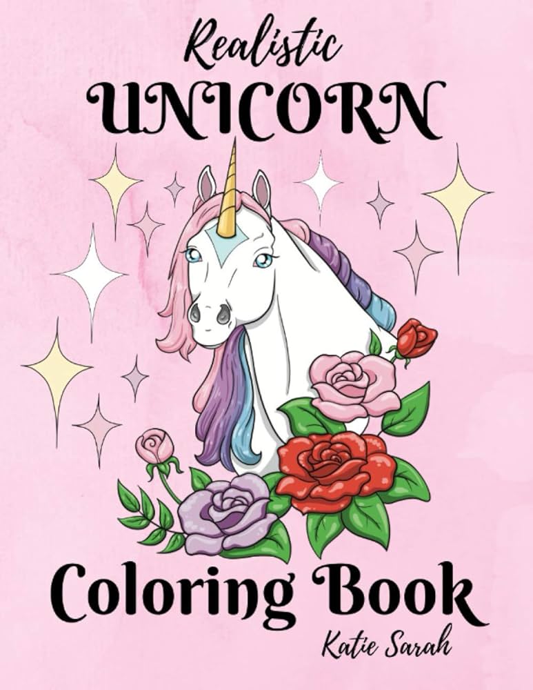 Unicorn coloring book realistic unicorn coloring pages for hours of relaxing coloring sarah katie books