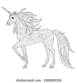 Hakuun unicorns horse page adult coloring book liittyvã vektorikuva rojaltivapaa