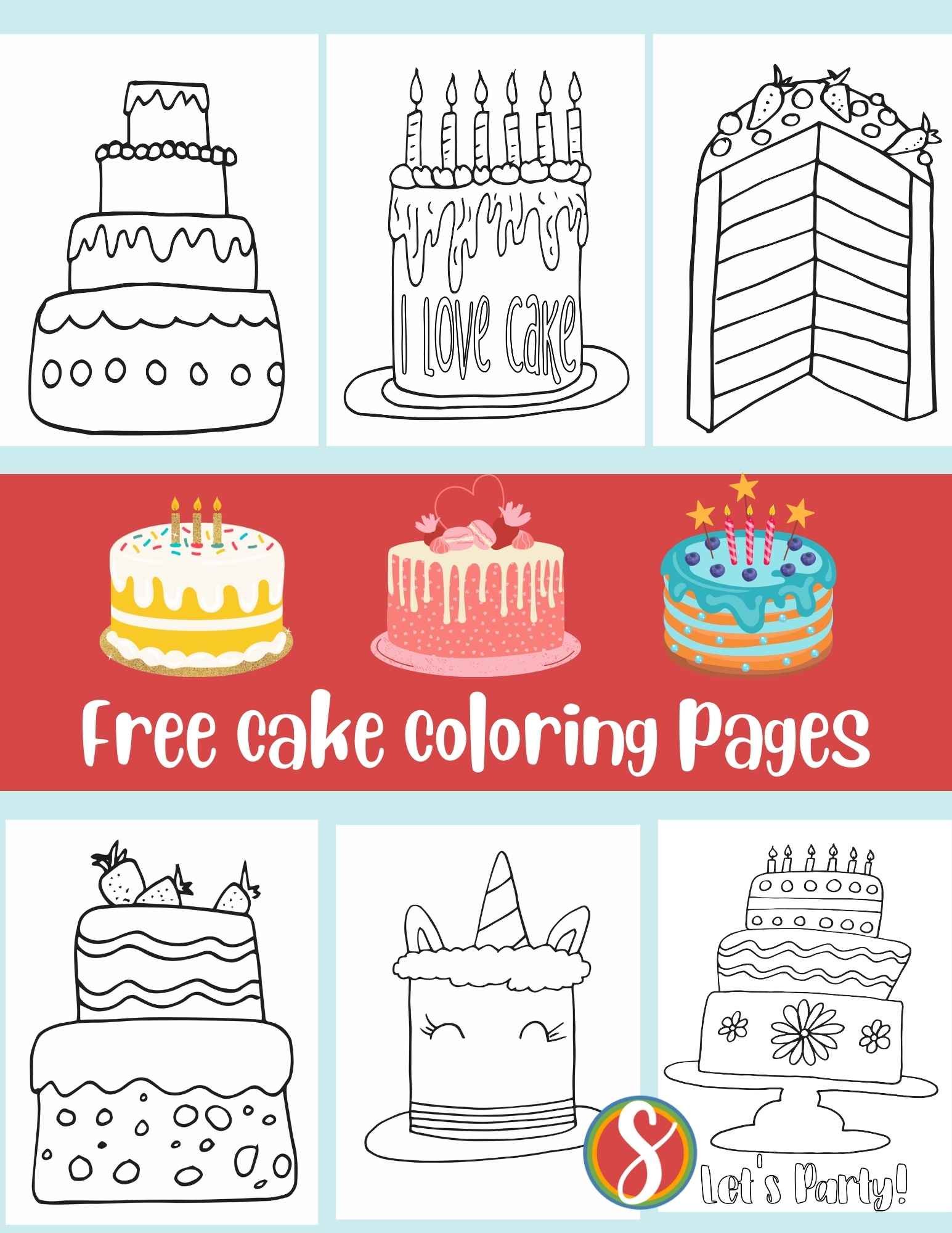 Free cake coloring pages â stevie doodles